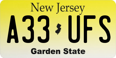 NJ license plate A33UFS
