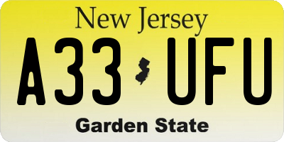 NJ license plate A33UFU
