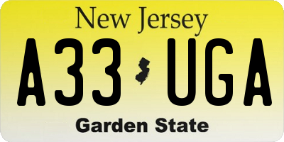 NJ license plate A33UGA
