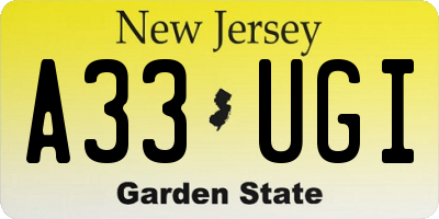 NJ license plate A33UGI