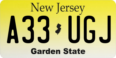NJ license plate A33UGJ