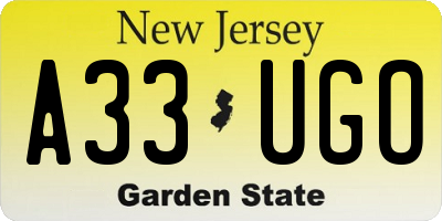 NJ license plate A33UGO
