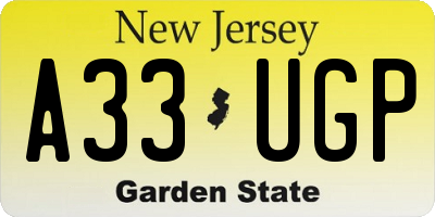 NJ license plate A33UGP
