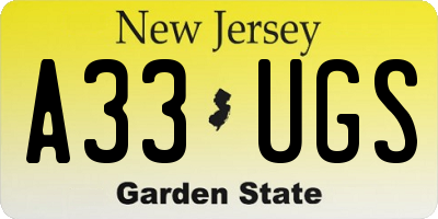 NJ license plate A33UGS