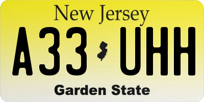 NJ license plate A33UHH