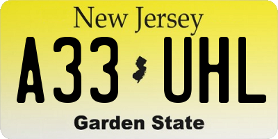 NJ license plate A33UHL