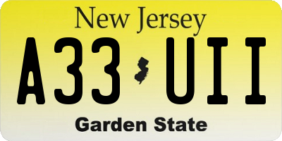 NJ license plate A33UII