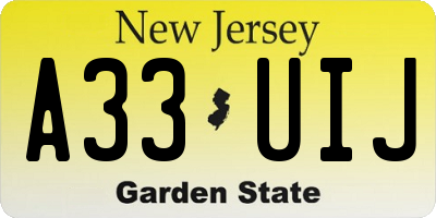 NJ license plate A33UIJ