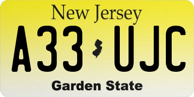 NJ license plate A33UJC