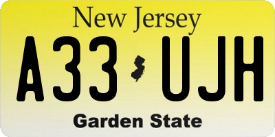 NJ license plate A33UJH