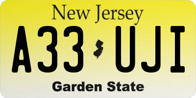 NJ license plate A33UJI