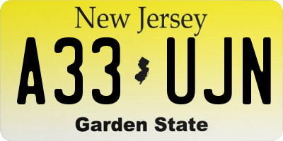 NJ license plate A33UJN