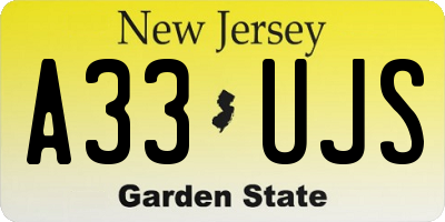 NJ license plate A33UJS