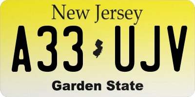 NJ license plate A33UJV