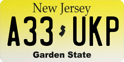 NJ license plate A33UKP
