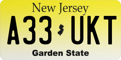 NJ license plate A33UKT