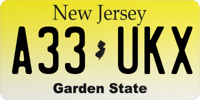 NJ license plate A33UKX