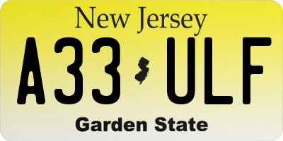 NJ license plate A33ULF