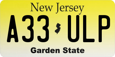 NJ license plate A33ULP