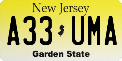 NJ license plate A33UMA