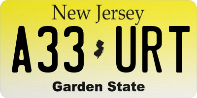 NJ license plate A33URT