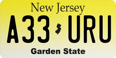 NJ license plate A33URU