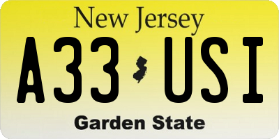 NJ license plate A33USI