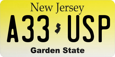 NJ license plate A33USP