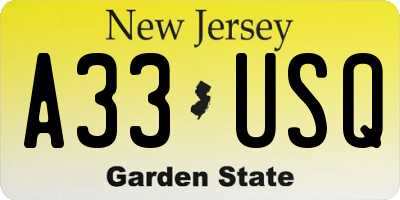 NJ license plate A33USQ