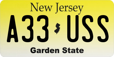 NJ license plate A33USS