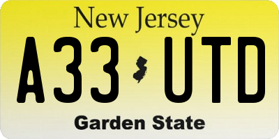 NJ license plate A33UTD