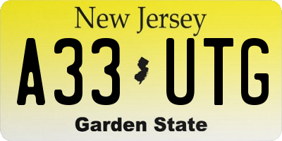 NJ license plate A33UTG