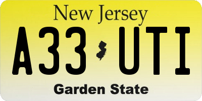NJ license plate A33UTI
