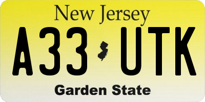 NJ license plate A33UTK