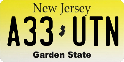 NJ license plate A33UTN