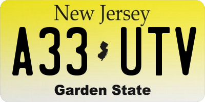 NJ license plate A33UTV