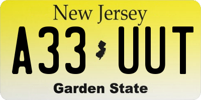 NJ license plate A33UUT