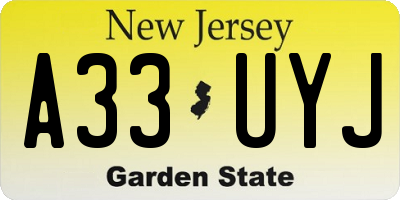 NJ license plate A33UYJ