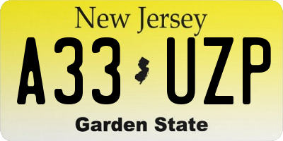 NJ license plate A33UZP