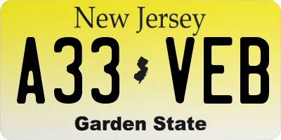 NJ license plate A33VEB