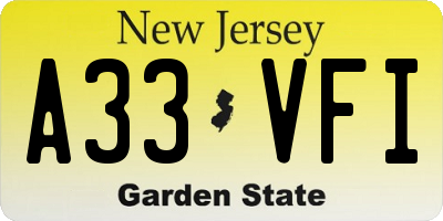 NJ license plate A33VFI