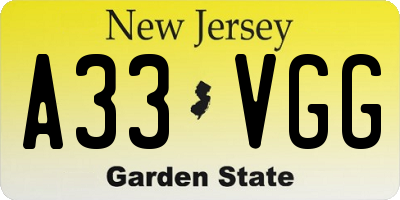 NJ license plate A33VGG