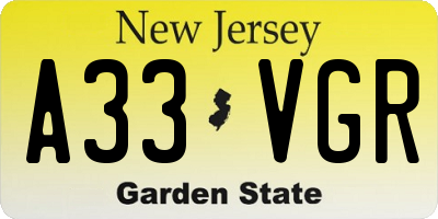 NJ license plate A33VGR
