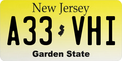 NJ license plate A33VHI