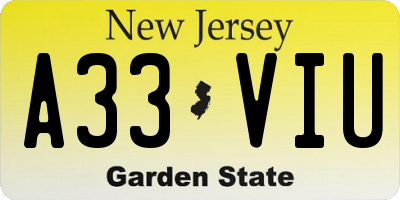 NJ license plate A33VIU