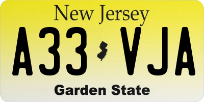 NJ license plate A33VJA
