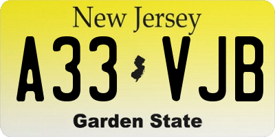NJ license plate A33VJB