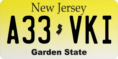 NJ license plate A33VKI