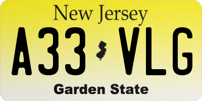 NJ license plate A33VLG