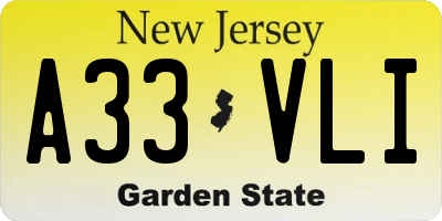 NJ license plate A33VLI